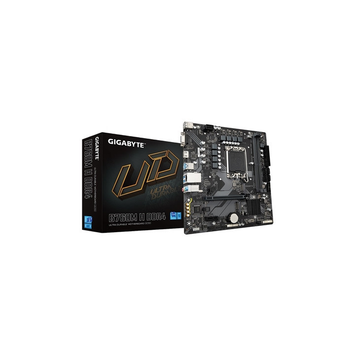 Gigabyte B760M H DDR4 Ultra Durable Intel 1700 Socket Motherboard  Micro-ATX  2x DDR4 Slots  2x M.2 Sockets  GbE LAN  1x D-Sub /