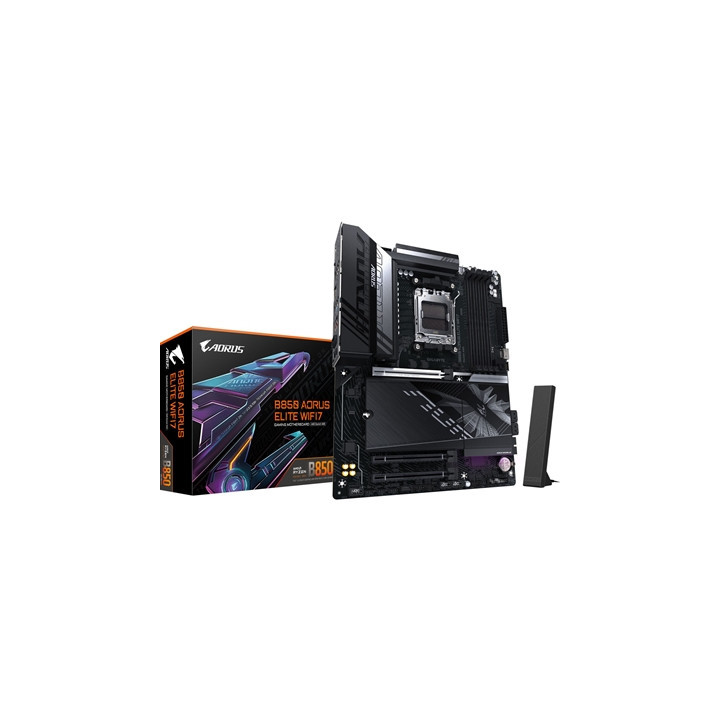 Gigabyte B850 AORUS ELITE WIFI7 AMD AM5 Socket Motherboard  ATX  4x DDR5 Slots  3x M.2 Sockets  Fitted I/O Shield  2.5GbE LAN  W