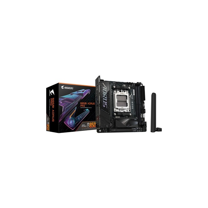 Gigabyte B850I AORUS PRO AMD AM5 Socket Motherboard  Mini-ITX  2x DDR5 Slots  2x M.2 Sockets  Fitted I/O Shield  2.5GbE LAN  Wi-