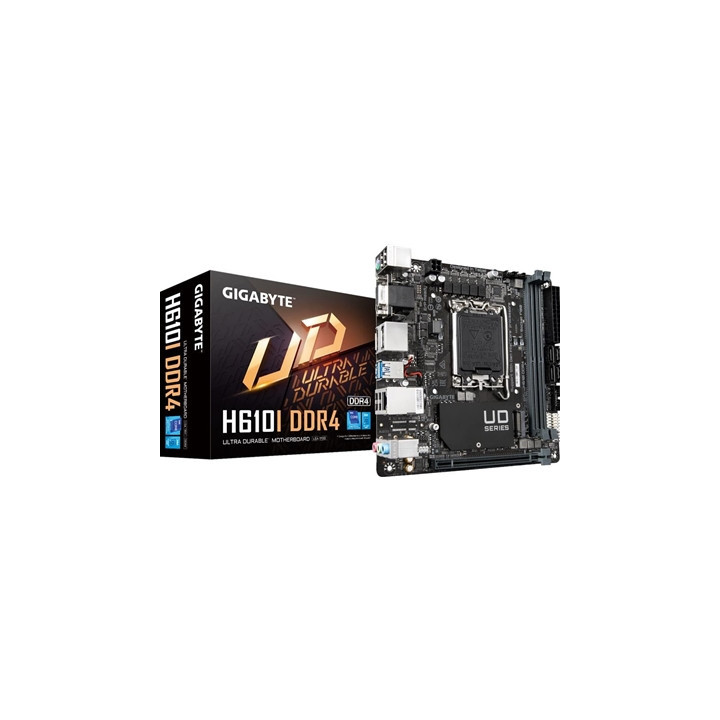 Gigabyte H610I DDR4 Ultra Durable Intel 1700 Socket Motherboard  Mini-ITX  2x DDR4 Slots  1x M.2 Socket  GbE LAN  1x D-Sub / 2x 