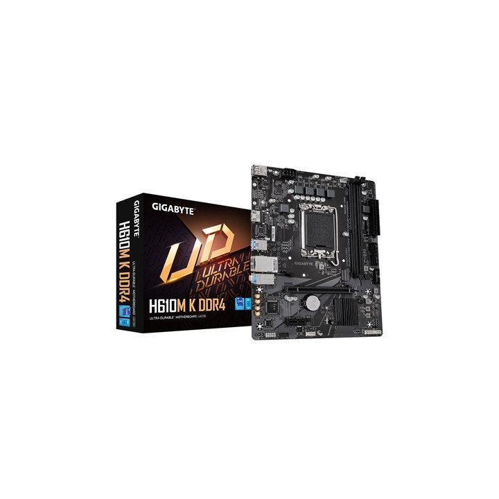 Gigabyte H610M K DDR4 Ultra Durable Intel 1700 Socket Motherboard  Micro-ATX  2x DDR4 Slots  1x M.2 Socket  GbE LAN  1x HDMI Por