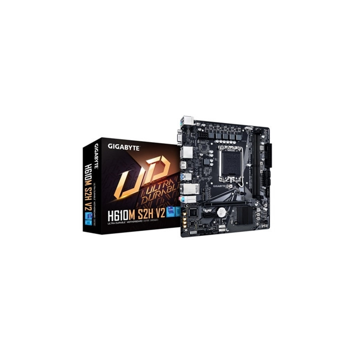 Gigabyte H610M S2H V2 Intel 1700 Socket Motherboard  Micro-ATX  2x DDR5 Slots  1x M.2 Socket  GbE LAN  1x D-Sub / 2x DisplayPort