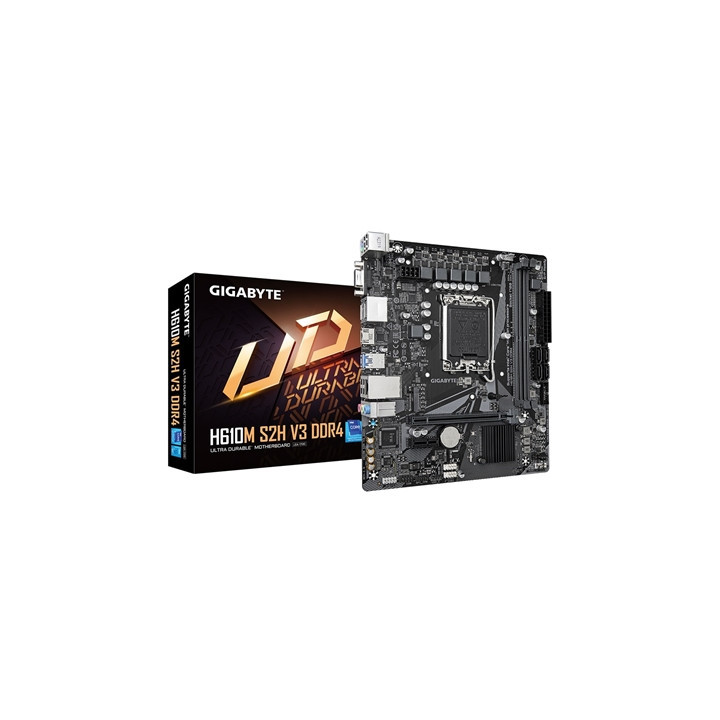 Gigabyte H610M S2H V3 DDR4 Ultra Durable Intel 1700 Socket Motherboard  Micro-ATX  2x DDR4 Slots  1x M.2 Socket  GbE LAN  1x D-S