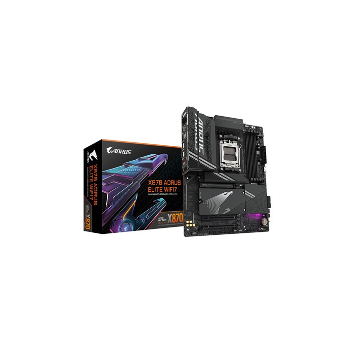 Gigabyte X870 AORUS ELITE WIFI7 AMD AM5 Socket Motherboard  ATX  4x DDR5 Slots  4x M.2 Sockets  Fitted I/O Shield  2.5GbE LAN  W