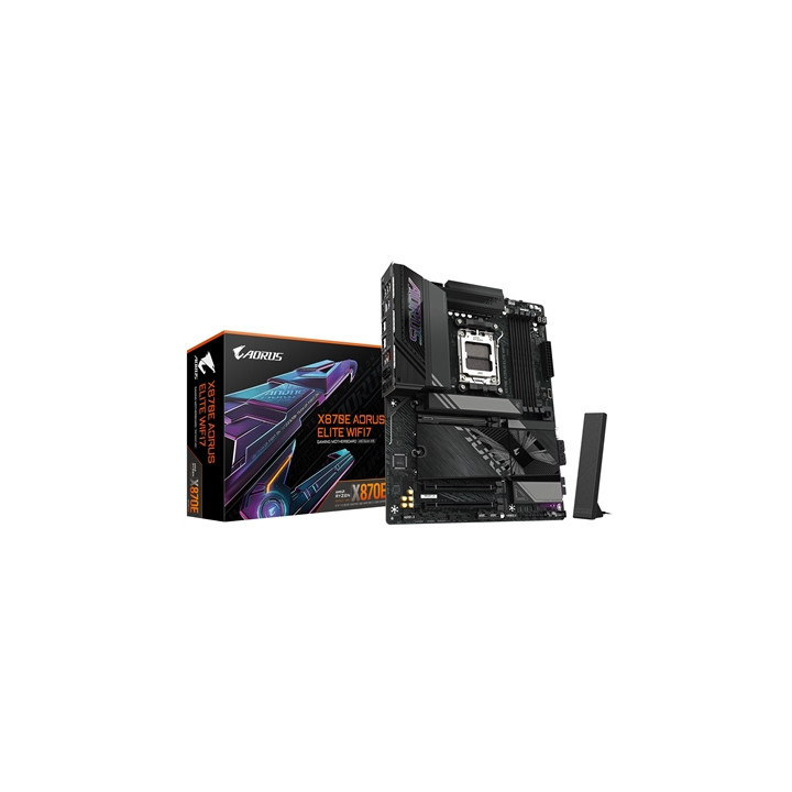 Gigabyte X870E AORUS ELITE WIFI7 AMD AM5 Socket Motherboard  ATX  4x DDR5 Slots  4x M.2 Sockets  Fitted I/O Shield  2.5GbE LAN  