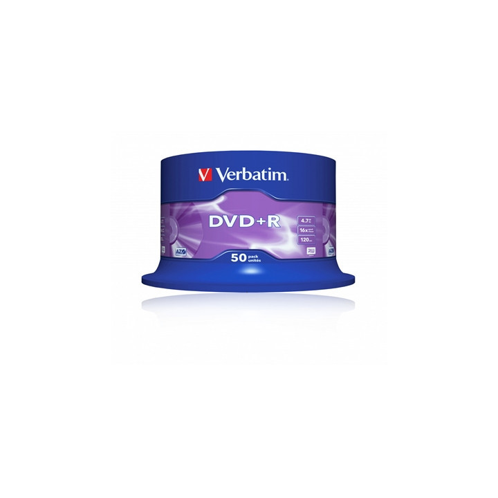 Verbatim DVD+R 16X 4.7GB 50 Pack Spindle Matt Silver