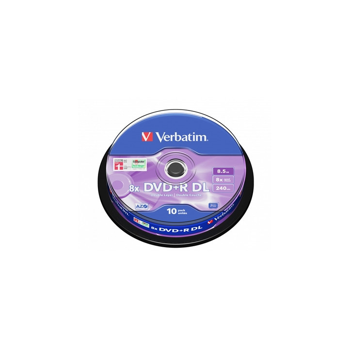 Verbatim DVD+R Double Layer 8.5GB 8X Matt Silver 10 Pack Spindle