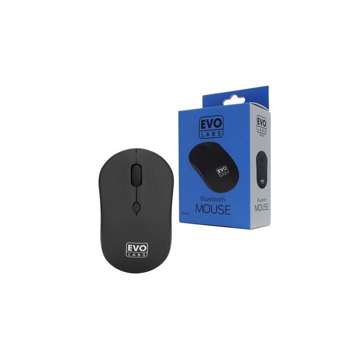 Evo Labs BTM-001 Bluetooth Mouse  800 DPI Optical Tracking  Full Size  3 Button with Scroll Wheel  Ambidextrous Design  Matte Bl