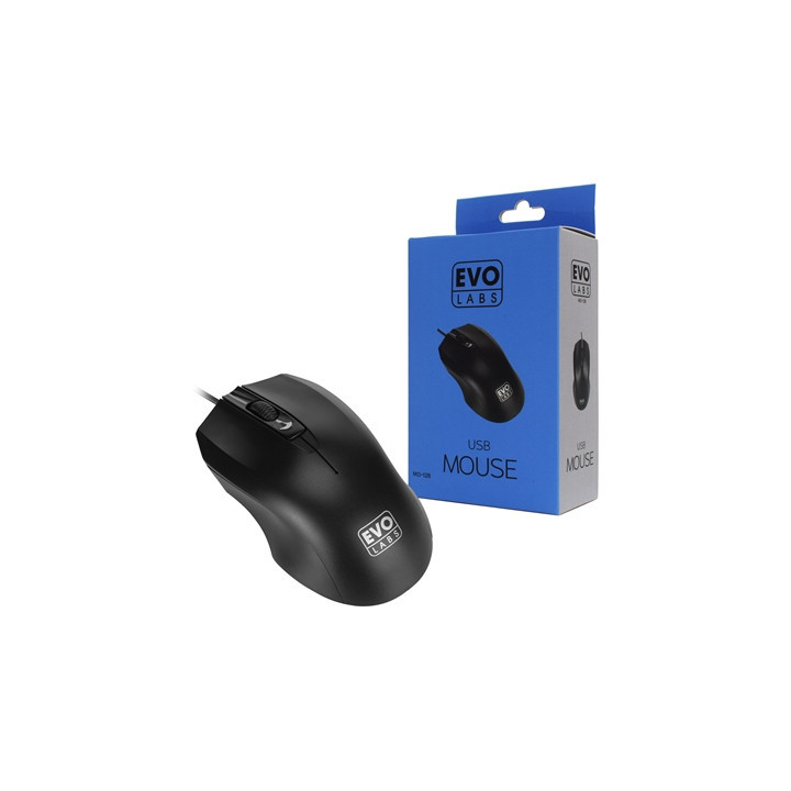 Evo Labs MO-128 Wired USB Plug and Play Mouse  800 DPI Optical Tracking  3 Button with Scroll Wheel   Ambidextrous Design  Matte