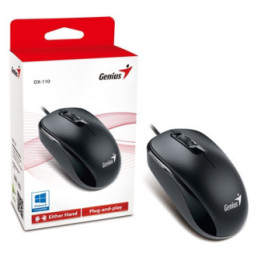 Genius DX-110 Wired USB Plug and Play Mouse  1000 DPI Optical Tracking  3 Button with Scroll Wheel  Ambidextrous Design with 1.5