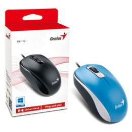 Genius DX-110 Wired USB Plug and Play Mouse  1000 DPI Optical Tracking  3 Button with Scroll Wheel  Ambidextrous Design with 1.5