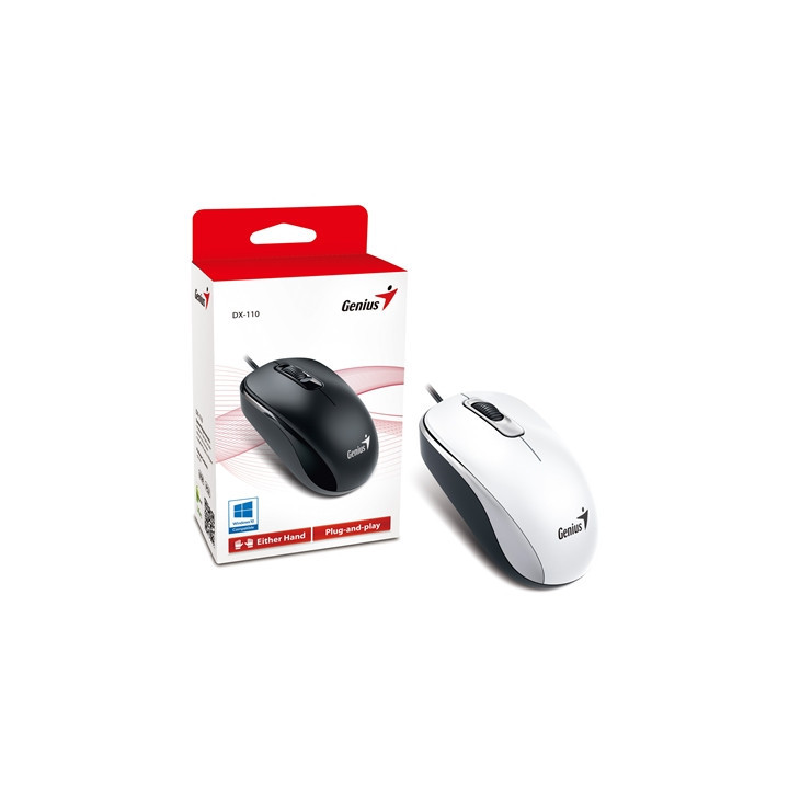 Genius DX-110 Wired USB Plug and Play Mouse  1000 DPI Optical Tracking  3 Button with Scroll Wheel  Ambidextrous Design with 1.5