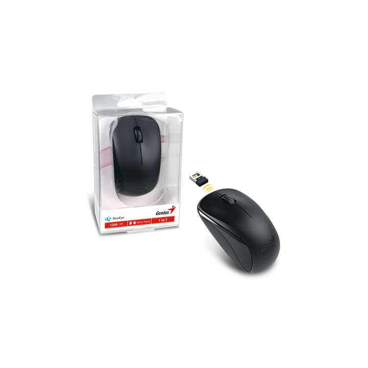 Genius NX-7000 Wireless Mouse  2.4 GHz with USB Pico Receiver  Adjustable DPI levels up to 1200 DPI  3 Button with Scroll Wheel 