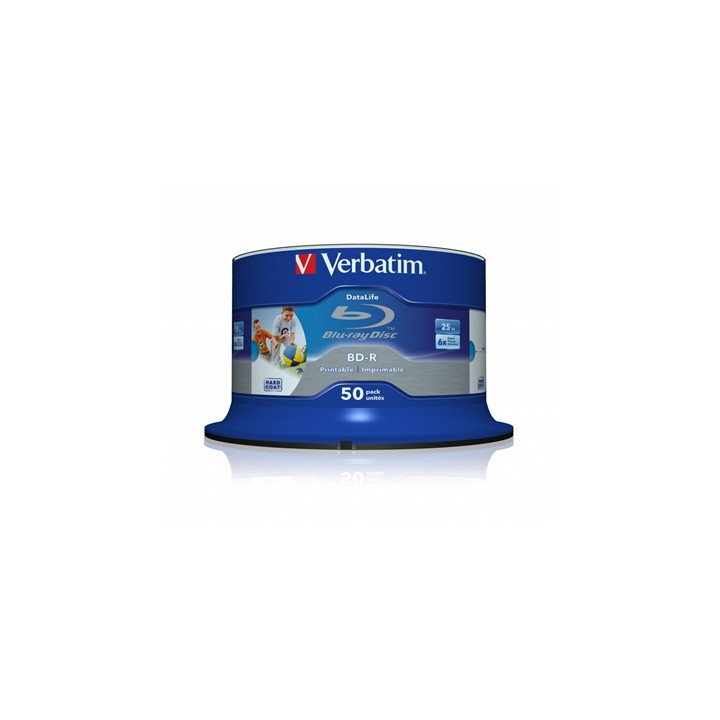 Verbatim BD-R SL Datalife 25GB 6X 50 Pack Spindle Wide Printable No ID