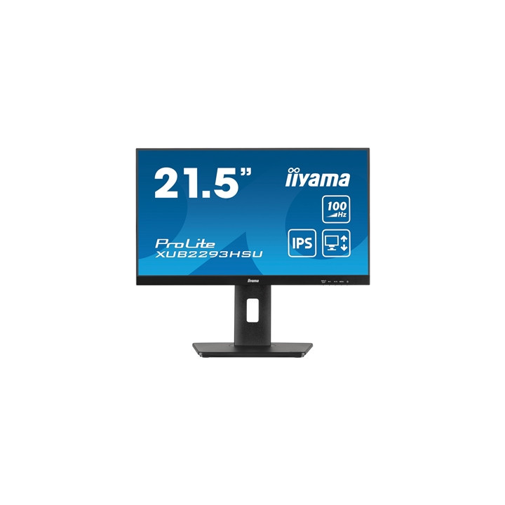 iiyama PROLITE XUB2293HSU-B7 22 inch IPS Monitor  Full HD  1ms  USB Hub  HDMI  DisplayPort  Freesync  100Hz  Speakers  Black  In
