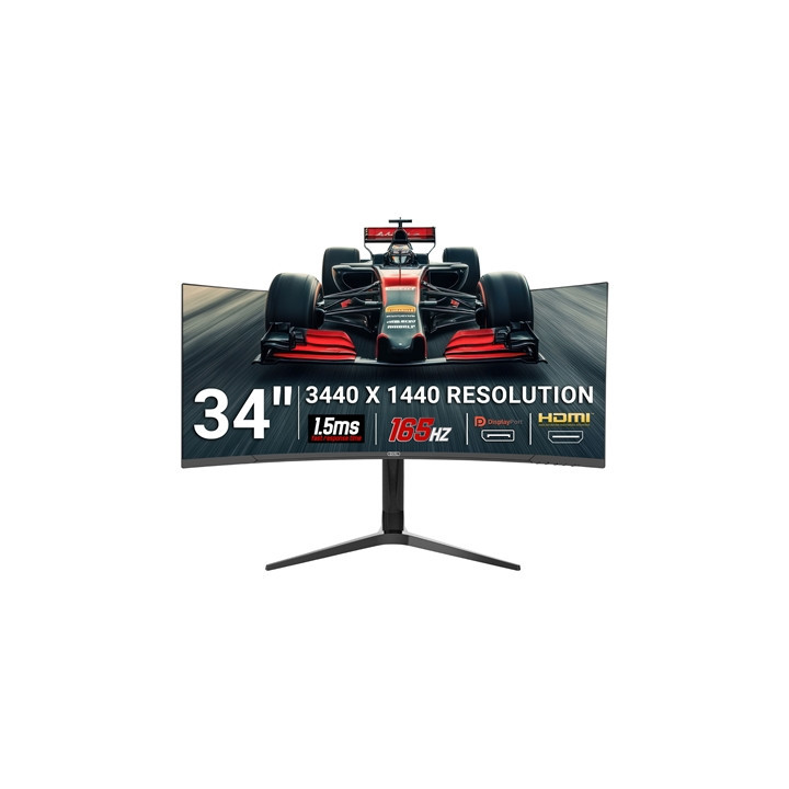 piXL CM34C7 34 Inch 165Hz UWQHD Quad HD Ultrawide Curved Gaming Monitor  with 1.5ms Response Time  3440 x 1440 Resolution  HDMI 