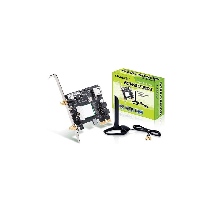 Gigabyte GC-WB1733D-I Intel Wireless AC1750 Dual Band PCI-Express WiFi Card with Bluetooth 5.0 c/w Antenna