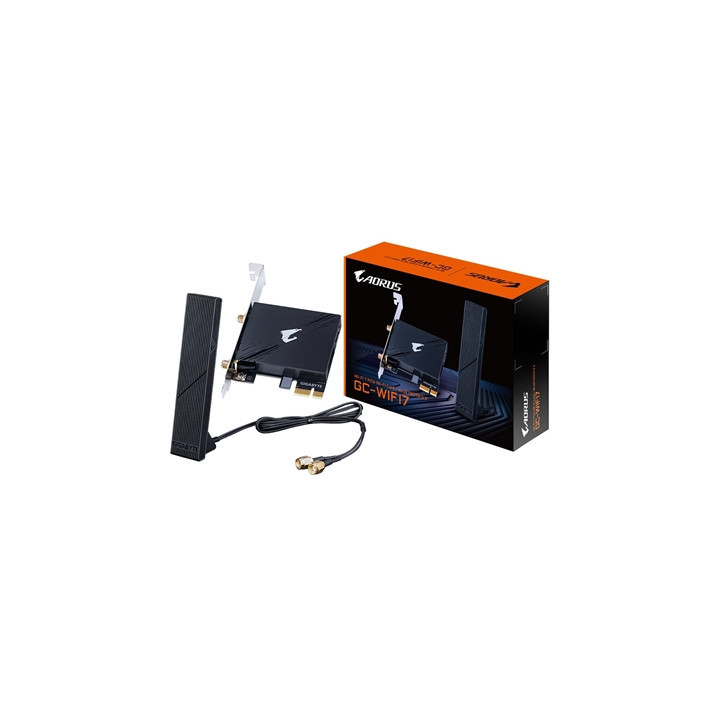 Gigabyte GC-WIFI7 Intel WiFi 7 5800Mbps Tri-Band Wireless PCI-Express and Bluetooth 5.3 Card with Magnetic Ultra High-Gain Anten