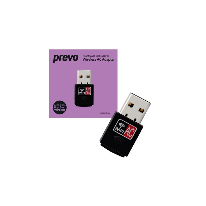 Prevo USBW5 600Mbps AC600 Dual Band USB Wireless AC Network Adapter