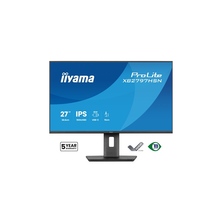 iiyama PROLITE XB2797HSN-B1 27 inch IPS Monitor  Full HD  1ms  HDMI  DisplayPort  Freesync  100Hz  Speakers  Black  Internal PSU