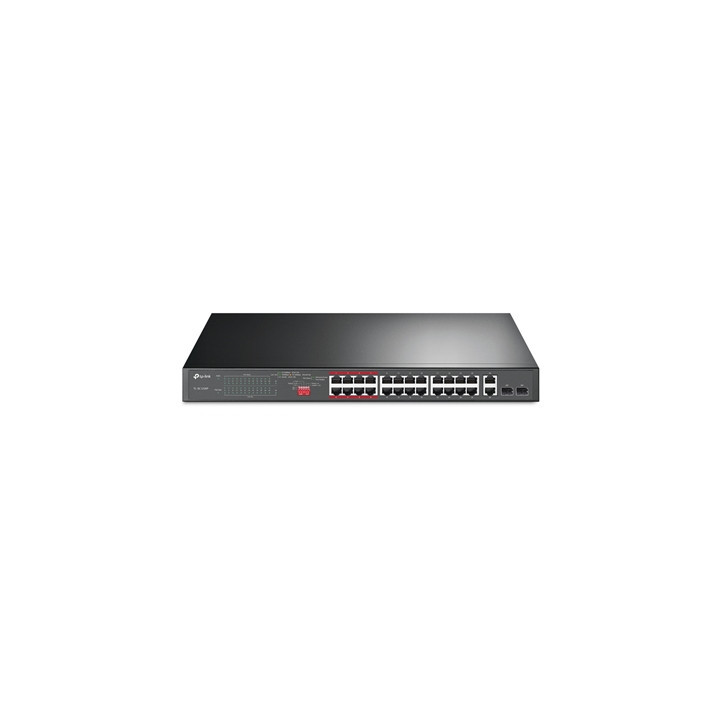 TP-Link TL-SL1226P 24-Port Metal 10/100Mbps + 2-Port Gigabit Unmanaged PoE+ Switch (250W)