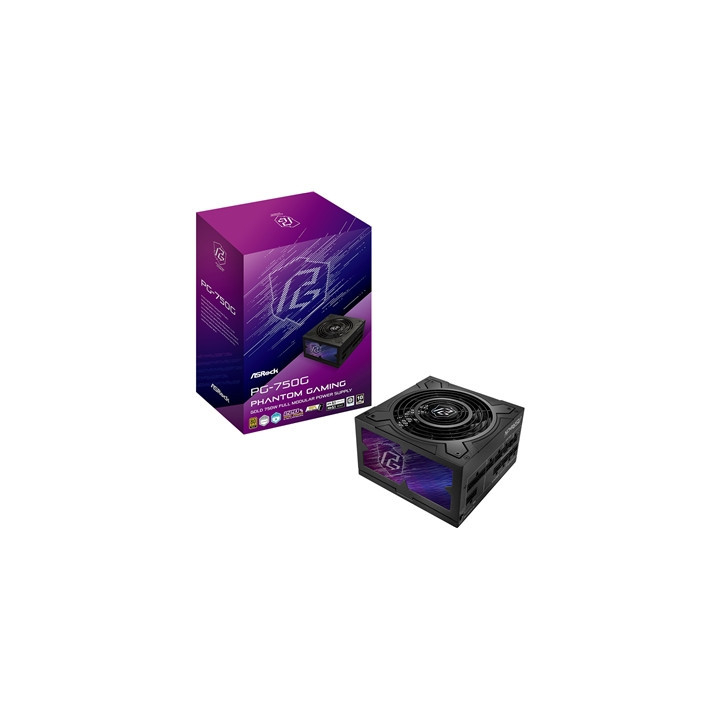 ASRock Phantom Gaming PG-750G 750W ATX Power Supply Unit  80 Plus Gold Certified  120mm Silent Cooling Fan  High Efficiency PSU