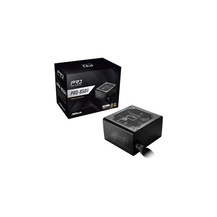 ASRock PRO-850G 850W ATX Power Supply Unit  80 Plus Gold Certified  120mm Silent Cooling Fan  High Efficiency PSU