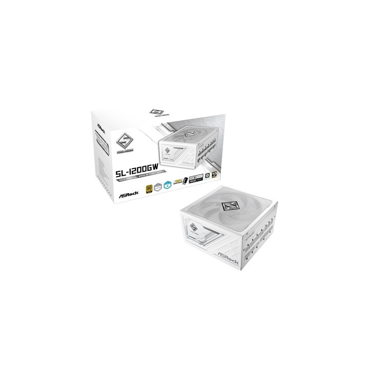 ASRock SL-1200GW 1200W ATX Power Supply Unit  80 PLUS GOLD Certified  135mm Striped Axial FDB Fan  High Efficiency PSU