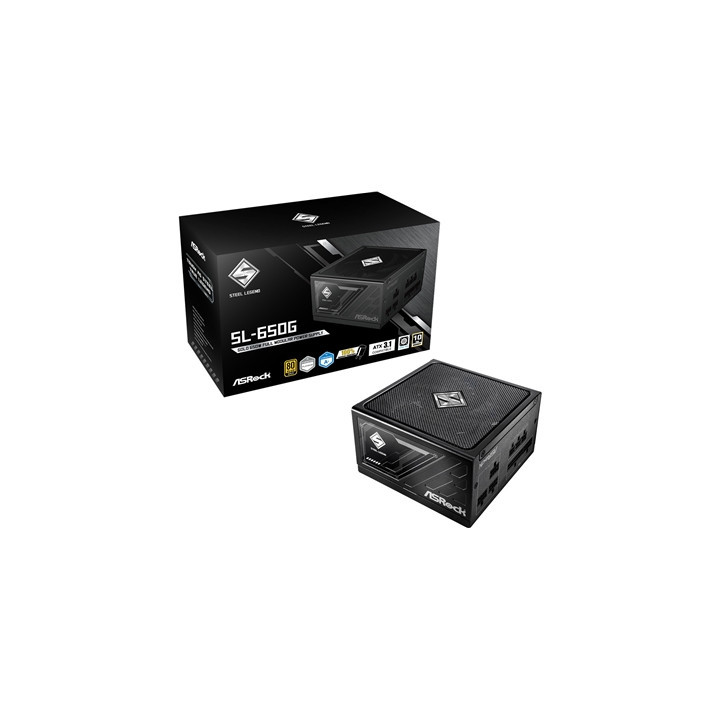 ASRock Steel Legend SL-650G 650W ATX Power Supply Unit  80 Plus Gold Certified  120mm Silent Cooling Fan  High Efficiency PSU