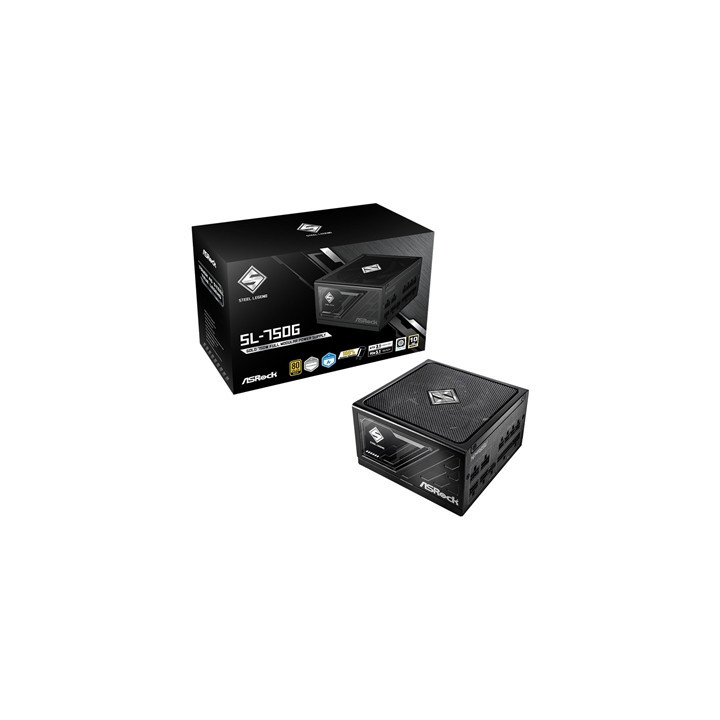 ASRock Steel Legend SL-750G 750W ATX Power Supply Unit  80 Plus Gold Certified  120mm Silent Cooling Fan  High Efficiency PSU