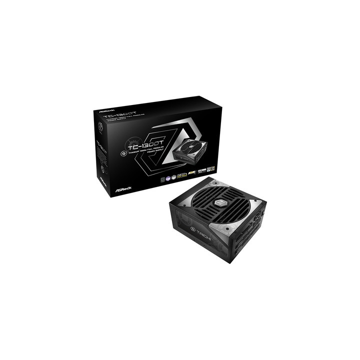 ASRock TC-1300T 1300W ATX  Power Supply Unit  80 PLUS TITANIUM Certified. 135mm Striped Axial FDB Fan  High Efficiency PSU