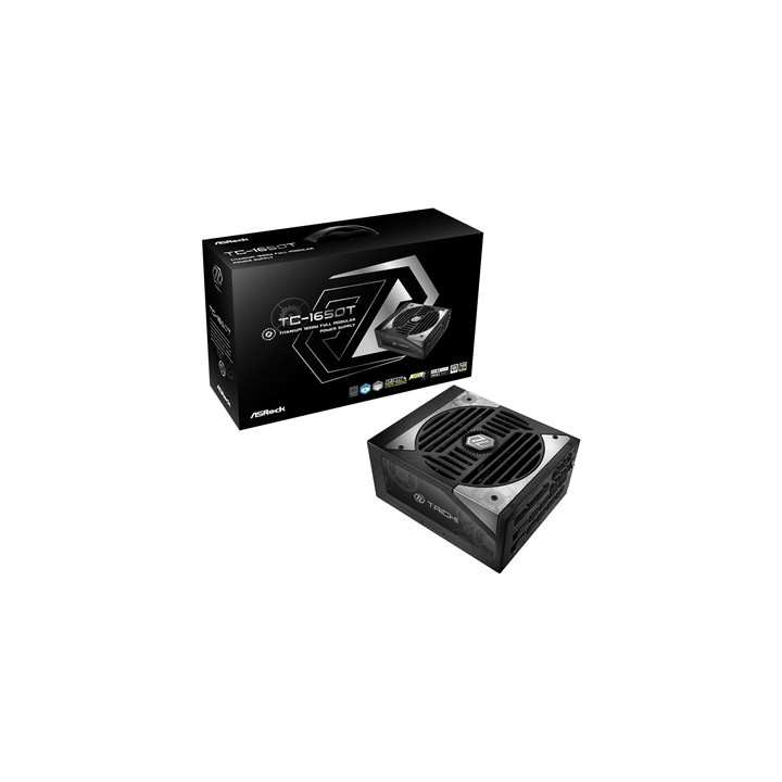 ASRock TC-1650T  1600W ATX Power Supply Unit  80 PLUS TITANIUM Certified. 135mm Striped Axial FDB Fan  High Efficiency PSU