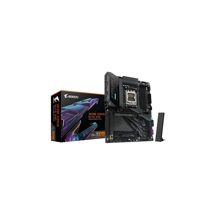 Gigabyte X870E AORUS ELITE X3D AMD AM5 Socket Motherboard  ATX  4x DDR5 Slots  4x M.2 Sockets  Fitted I/O Shield  5GbE LAN  Wi-F