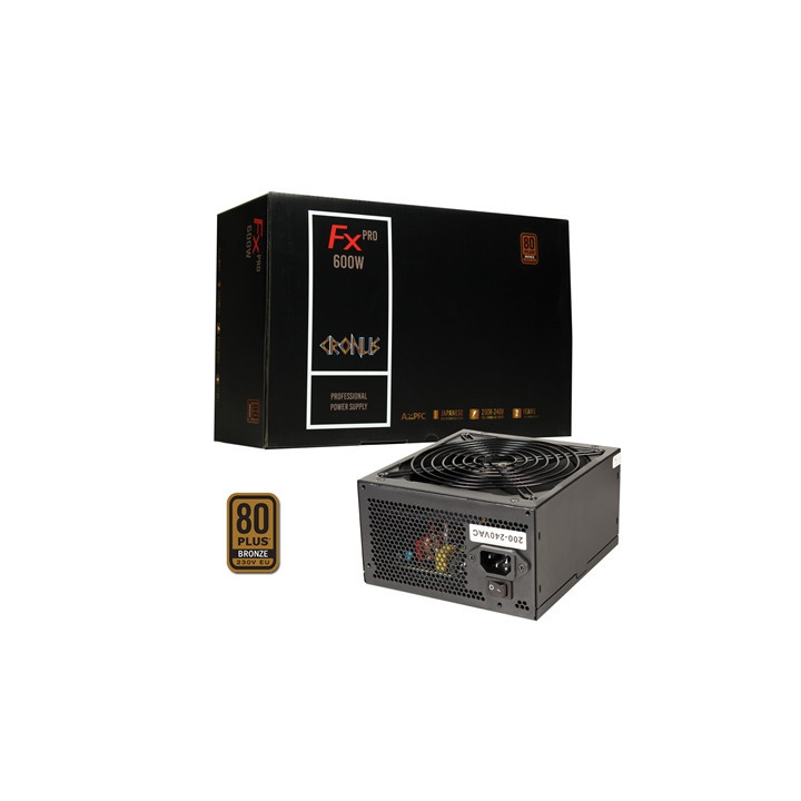 CRONUS 600ATV FX PRO 600W PSU  140mm Silent Cooling Fan  80 PLUS Bronze  Non Modular  Flat Black Cables  Supreme Performance