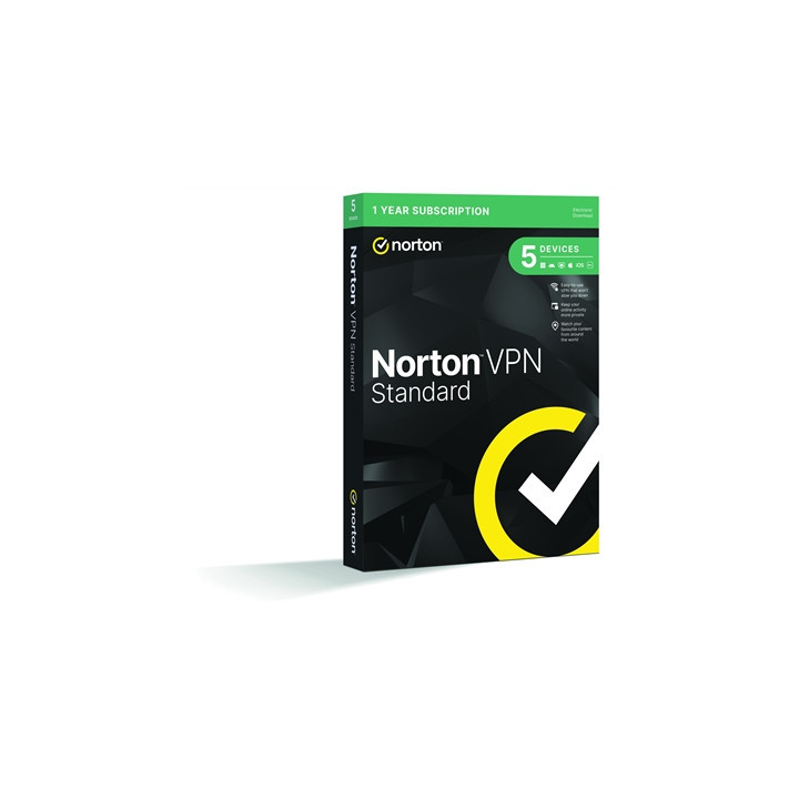 Norton VPN 5 Device 1-year Subscription  Includes Change Location  Content Access  Auto Connect and Ad Tracker Blocking  PC/Mac/