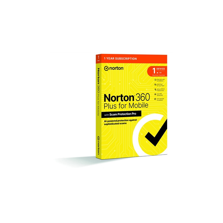 Norton 360 Plus Mobile 1 Device 1-year Subscription  Includes Secure VPN  Password Manager  Dark Web Monitoring and AI-Powered S