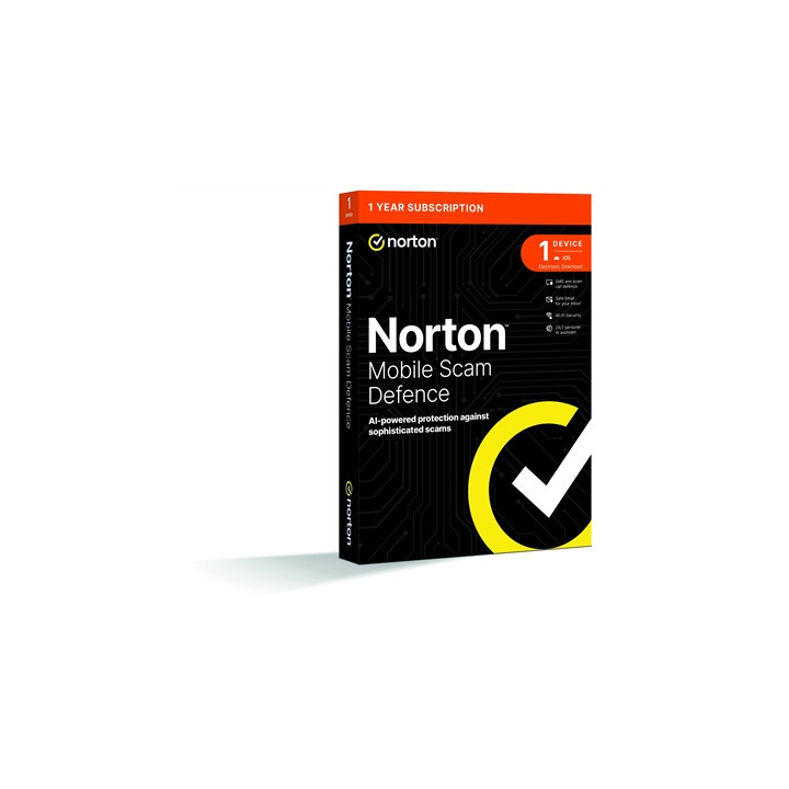 Norton Mobile Scam Defence 1 Device 1-year Subscription Includes AI-Powered Scam Protection Across Email  Texts  Calls and Web  