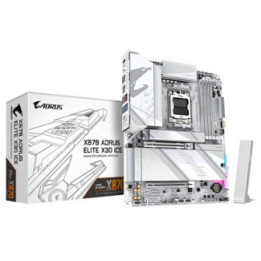 Gigabyte X870 AORUS ELITE X3D ICE AMD AM5 Socket Motherboard  ATX  4x DDR5 Slots  4x M.2 Sockets  5GbE LAN  Wi-Fi 7  1x HDMI Por
