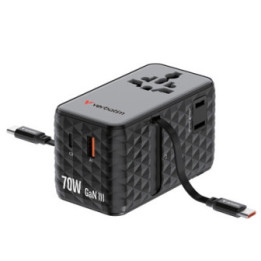 Verbatim Charge 'n' Travel 70W 2C Retractable Universal Travel Adapter Black  Fast Charging up to 70W