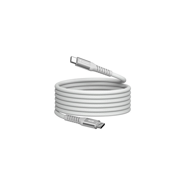 Verbatim Sync & Charge USB-C to USB-C 60W Magnetic Cable 120cm Grey  Supports PD 3.0 and QC 3.0