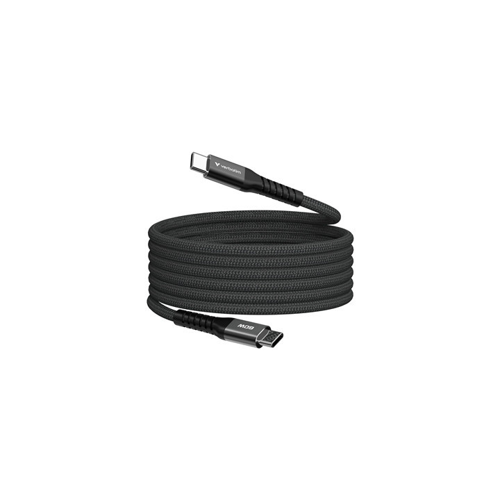 Verbatim Sync & Charge USB-C to USB-C 60W Magnetic Cable 120cm Black  Supports PD 3.0 and QC 3.0
