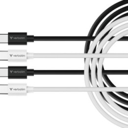Verbatim Essentials Sync & Charge USB-C to C Cables (2 pack) Black & White  1m  60W PD  480Mbps  USB Power Delivery 3.0 Supports