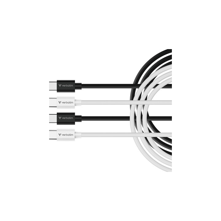 Verbatim Essentials Sync & Charge USB-C to C Cables (2 pack) Black & White  1m  60W PD  480Mbps  USB Power Delivery 3.0 Supports