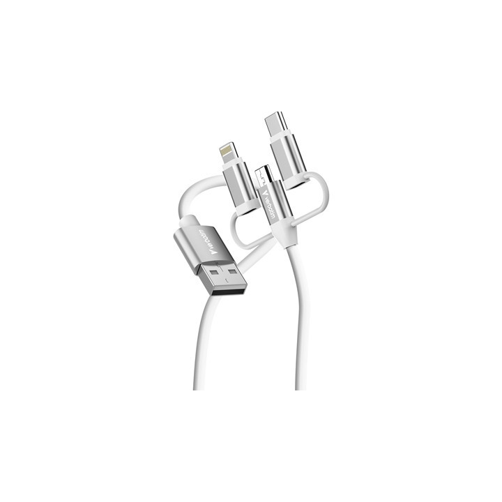 Verbatim Essentials 3-in-1 Sync & Charge Cable USB-A to Micro-B  USB-C and Lightning  1m  18W QC  480Mbps  Quick Charge 3.0 Supp