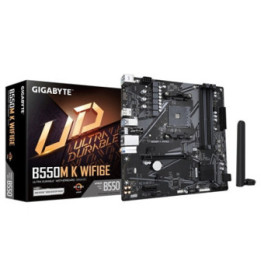 Gigabyte B550M K WIFI6E AMD AM4 Socket Motherboard  Micro-ATX  4x DDR4 Slots  2x M.2 Sockets  GbE LAN  Wi-Fi 6E  1x DisplayPort 