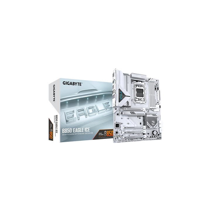 Gigabyte B850 EAGLE ICE AMD AM5 Socket Motherboard  ATX  4x DDR5 Slots  3x M.2 Sockets  Fitted I/O Shield  2.5GbE LAN  1x Displa