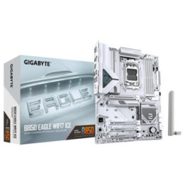 Gigabyte B850 EAGLE WIFI7 ICE AMD AM5 Socket Motherboard  ATX  4x DDR5 Slots  3x M.2 Sockets  Fitted I/O Shield  2.5GbE LAN  Wi-