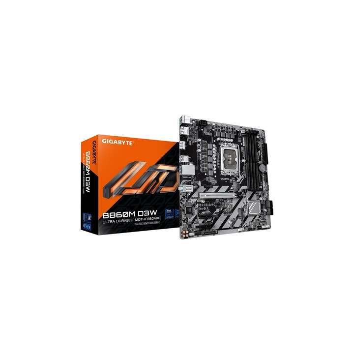 Gigabyte B860M D3W Intel 1851 Socket Motherboard  Micro-ATX  4x DDR5 Slots  2x M.2 Sockets  GbE LAN  2x DisplayPorts / 1x HDMI P