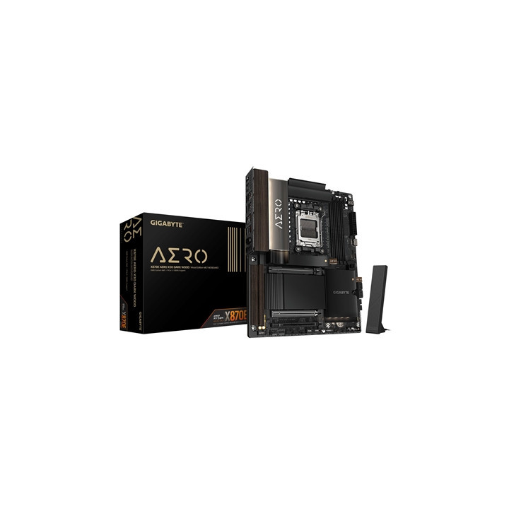 Gigabyte X870E AERO X3D DARK WOOD AMD AM5 Socket Motherboard  ATX  4x DDR5 Slots  4x M.2 Sockets  Fitted I/O Shield  2x 5GbE LAN