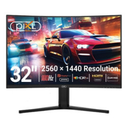 piXL X-Series GS32QIDPHA 32 Inch QHD IPS  Curved (1500R) Gaming Monitor with 180Hz Refresh Rate  2560 x 1440 Resolution  1ms Res